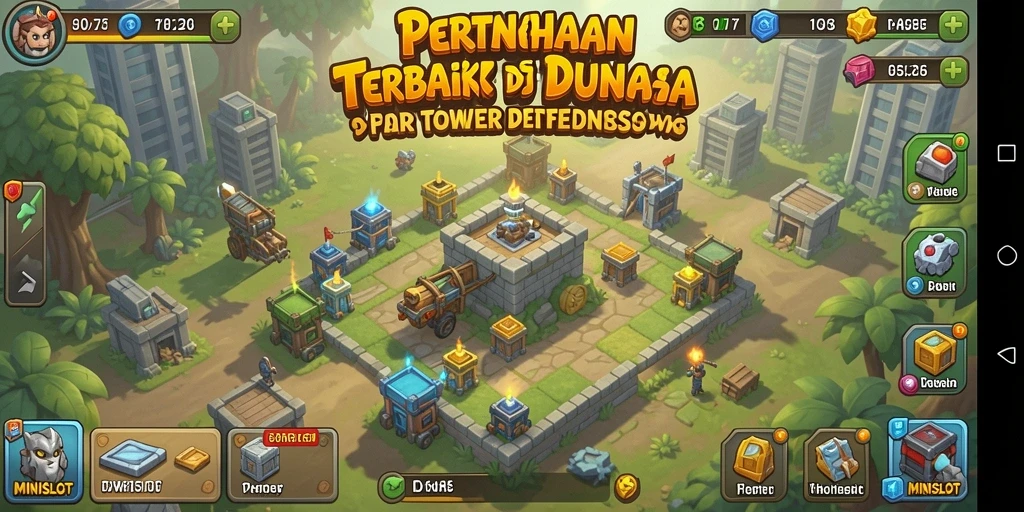 Screenshot MINISLOT menampilkan momen intens di pertahanan Tower Defense.