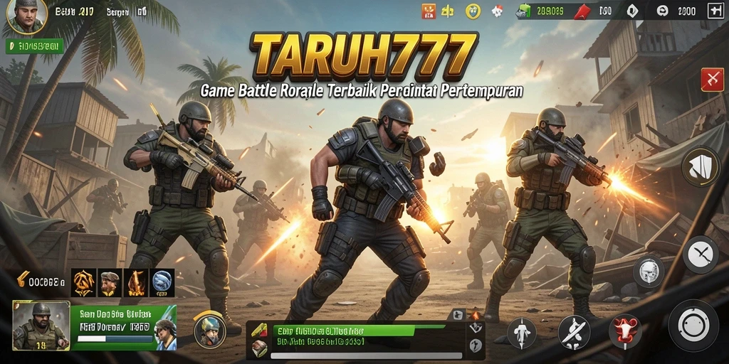 Screenshot TARUH777 menampilkan aksi pertempuran seru di pulau tempur.